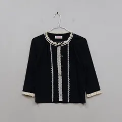 日本 ヴィンテージ レディース90 カーディガン 春 秋 ブラック 75530