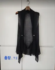 ニット ロング ベスト 55 66まで ダークネイビー