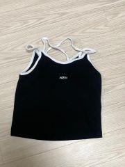 ameri vintage ロゴテープタンクトップ 黒 インナーカップ付き - メルカリ