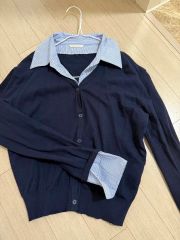 ADAWAS LAYERED-DETAIL SHIRT ネイビー×ブルー - メルカリ