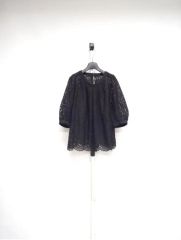 ANAYI シルク定価3.8万 刺繍レースクロップドブラウス ブラック 38