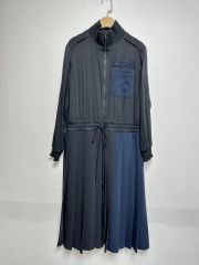 極美品 sacai 19AW ポルカドット スカーフカラー シフォンブラウス 紺