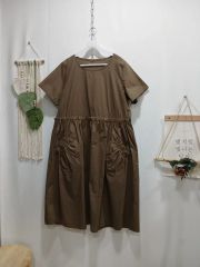 fog linen work リネン ギャザーワンピース ブラウン - メルカリ