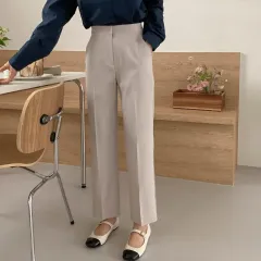 ベージュ ウエストゴム調整 スラックス