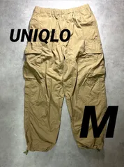 UNIQLO ユニクロ 超ワイド カーゴパンツ M ベージュ 裾ドローコード ゆるだぼ パラシュートパンツ ワークパンツ 綿ナイロン 460268
