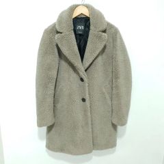 ZARA テディベアコート ダブルブレスト ボア モスグリーン Mサイズ 