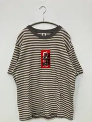 THE BLACK EYE PATCH Tシャツ/カットソー M グレー ボーダー柄 前面プリント バックプリント ブランドロゴ ミドル丈 半袖 クルーネック(丸首)
