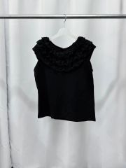 Audie a Muses オーディアミューズ プリーツフリル襟ニット ブラック 