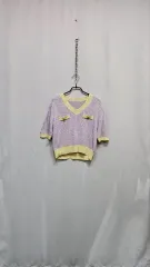 Vネック ニットTシャツ