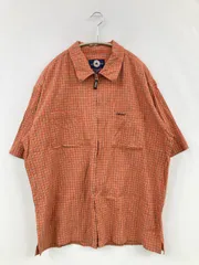 CONVERSE コンバース シャツ/ブラウス L.L. オレンジ コットン チェック柄 ワンポイント ミドル丈 半袖 レギュラーカラー