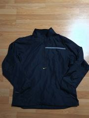 NIKE ハーフジップ ナイロンジャケット ブラックペンキ加工 - メルカリ