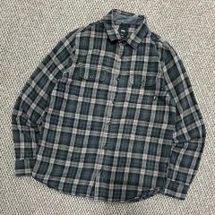 カーハート 長袖BDシャツ 2XL グレー 青チェック ワンポイント 8666 