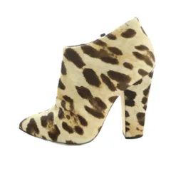ジュゼッペザノッティデザイン GIUSEPPE ZANOTTI DESIGN ブーティー ハイヒール チャンキーヒール ハラコ アニマル柄 37 24.0cm アイボリー 茶 /MI ■GY03のサムネイル