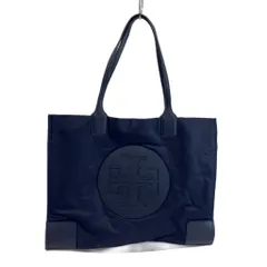 トリーバーチ TORY BURCH エラ ELLA トートバッグ 肩掛け ナイロン レザー ロゴ 紺 ネイビー /XZ ■GY13