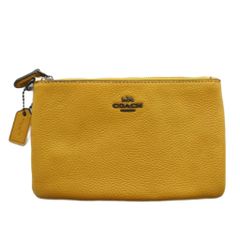 コーチ COACH スモール リストレット ポーチ ロゴ レザー 黄 イエロー