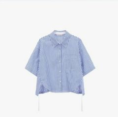 hommegirls 青と白のストライプ クロップドシャツ - メルカリ
