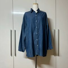MidiUmi ミディウミ シャンブレーシャツ ブルー 38 ビッグシルエット長 