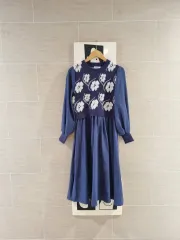 パール花編みセーターベストとペアワンピース