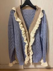 FUR FUR ファーファー ビッグカラークロシェカーデ ブルー F - メルカリ