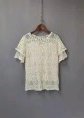 刺繍2段袖 エンブロイダリー 裏地 ブラウス