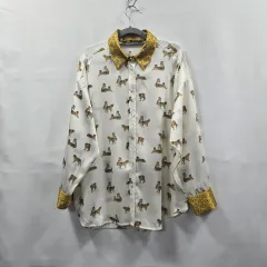 0105 ザラ 虎 柄 シャツ ブラウス L