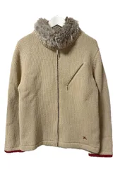 バーバリーブラックレーベル BURBERRY BLACK LABEL ファー付き ニットカーディガン 2 ベージュ ジャケット トップス