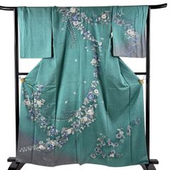 美品‼️辻ヶ花 青色 花柄 訪問着 シルク - メルカリ