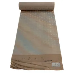 反物 秀品 小紋 地紋 斜めぼかし 薄オレンジ 正絹 【中古】