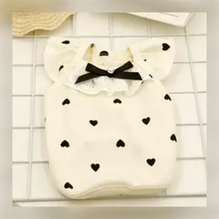 袖フリル ハート柄 ベスト（白） 犬服 猫服 犬の服 ペット服 小型犬 ペット服 ペット用品 ドッグウェア