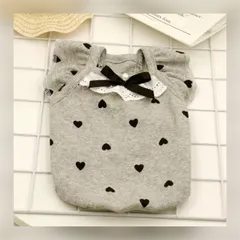 袖フリル ハート柄 ベスト（グレー） 犬服 猫服 犬の服 ペット服 小型犬 ペット服 ペット用品 ドッグウェア