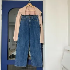 ワイド デニムパンツ ウエストゴム調整 ズボン