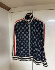 J*中様 美品: GUCCI GGジャガード　トラックジャケット　ネイビーMサイ J*中様 美品: GUCCI GGジャガード トラックジャケット ネイビーL