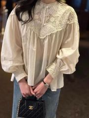 AMERI アメリ ヴィンテージライクレースブラウス ライトイエロー 