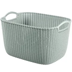 CURVER(カーバー) スクエアバスケット ブルー 19L Knit ニット収納 バスケット ランドリー ランドリーバスケット カゴ 洗濯カゴ おしゃれ 丈夫 北欧 リネンのような質感 環境にやさしい 0