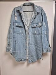 24SS Loungedress ペイントデニムシャツ オーバーサイズ ゆったり 