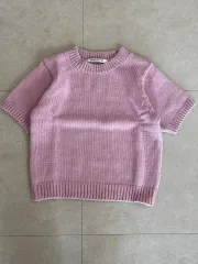 新商品 半袖ベイビーピンクニット