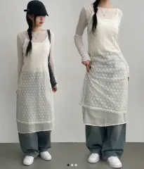 レイヤード フラワー シフォン ロング ノースリーブ ONE PIECE