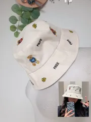 クマの刺繍 バケットハット