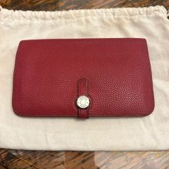 ⭐️ 極美品 エルメス ドゴン デュオ GM 長財布 赤 紫 トスカ 鑑定済