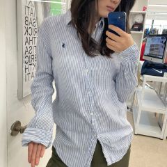 極美品】ポロラルフローレンインディゴストライプオーバーサイズリネン