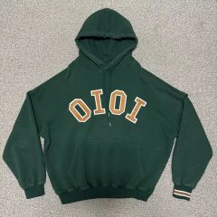 7AS12 裏起毛 パーカー スウェット地 グリーン 刺繍カンガルーポケット 