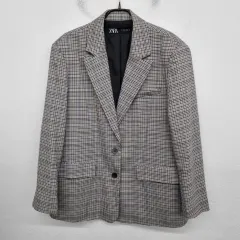 レディース ZARA ザラ 季節の変わり目 CHECK ジャケット ブレーザー 77 size