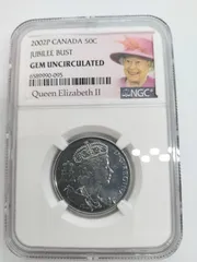 NGC ジェム UNC 2002年 P カナダ 50セント ハーフドル ジュビリー 胸像