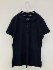 TOMMY HILFIGER トミーヒルフィガー ポロシャツ M ネイビー 無地 ワンポイント 半袖 ブランドロゴ