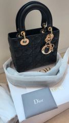 Dior レディディオール ミニ バッグ ブラック ゴールド金具 ラムスキン