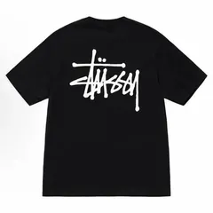 STUSSY スツーシー ロゴ文字プリントの丸首プルオーバー半袖Tシャツ 男女兼用