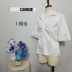 未使用タグ付き】ナラカミーチェ シャツブラウス 半袖 白 ストライプ 