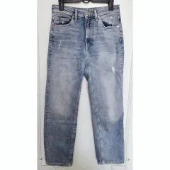 H&M(エイチアンドエム) デニム スリム ストレート フィット ダメージデニム ヴィンテージ ハイウエスト