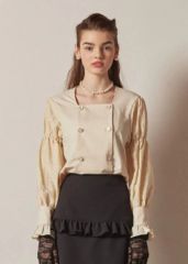 pellicule】front rose peplum blouse - メルカリ