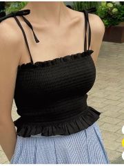 andmary Shirring ribbon camisole ブラック - メルカリ